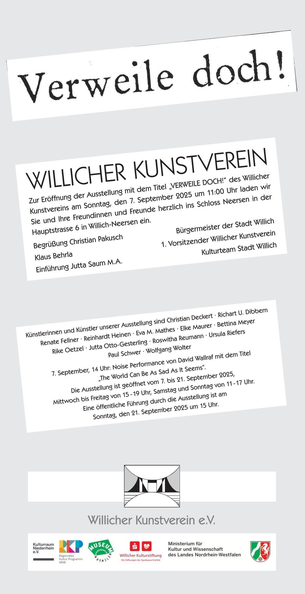 Einladung - Ausstellung 09-2025 - Willicher Kunstverein